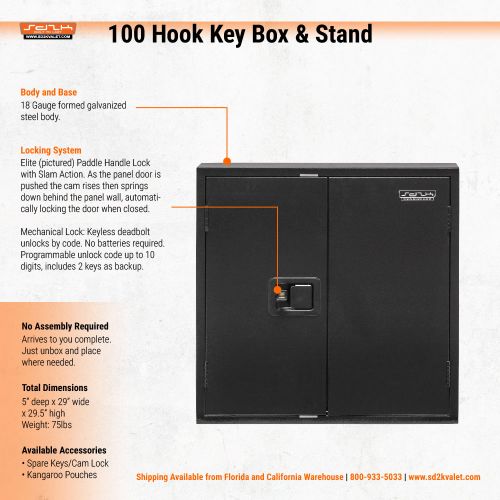 100 Hook Valet Key Box with Elite Lock | SD2K Valet