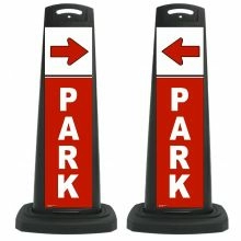Valet Black Vertical Panel/Red PARK and Arrow w/Reflective Sign P5