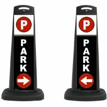 Valet Black Vertical Panel w/PARK and Arrow/Reflective Sign P4
