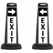 Valet Black Vertical Panel EXIT w/Arrow/Reflective Sign P7