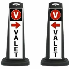 Valet Black Vertical Panel with Red Arrow/Reflective V1