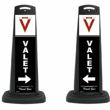 Valet Black Vertical Panel w/White Arrow/Reflective Sign V10