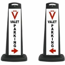 Valet Black Vertical Panel Valet Parking/Red Arrow w/Reflective V13
