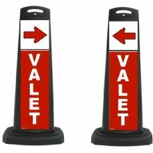 Valet Black Vertical Panel w/Red Arrow /Reflective Sign V5