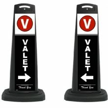Valet Black Vertical Panel w/White Arrow/Reflective Sign V8