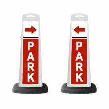 Valet White Vertical Panel/Red PARK and Arrow w/Reflective Sign P5