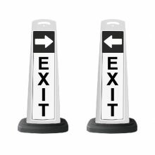 Valet White Vertical Panel EXIT w/Arrow/Reflective Sign P7
