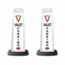 Valet White Vertical Panel Valet Parking/Red Arrow w/Reflective V13