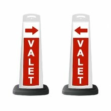 Valet White Vertical Panel w/Red Arrow /Reflective Sign V5