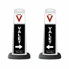 Valet White Vertical Panel w/White Arrow/Reflective Sign V10