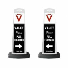 Valet White Vertical Panel Please Pull Forward w/Reflective Sign V11