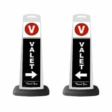 Valet White Vertical Panel w/White Arrow/Reflective Sign V8