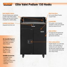 Elite Valet Podium w/Cam Lock, 150 Hooks-7