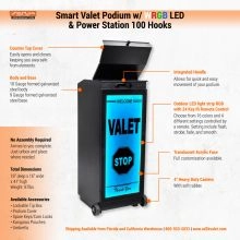 Valet Podium RGB LED Light & Power Station - 11