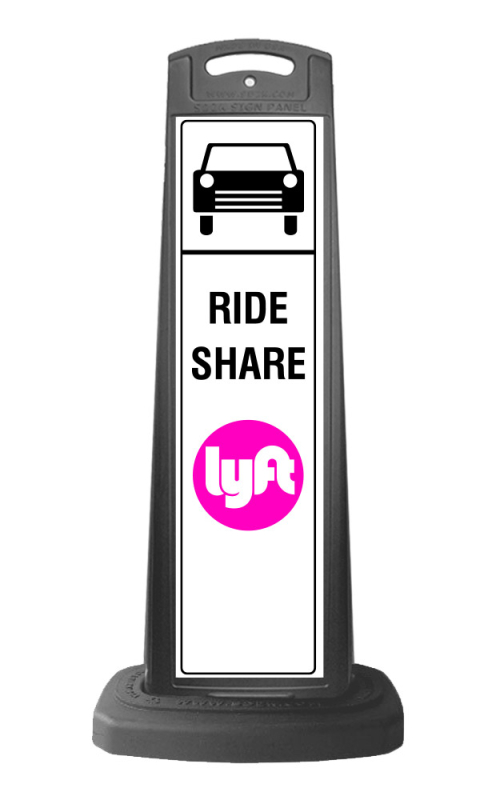 Black Vertical Sign Panel w/Rideshare & Logo Sign P73 | SD2K Valet