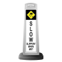 White Vertical Sign - Slow & Slippery When Wet Message