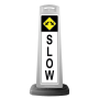 White Vertical Sign - Slow & Arrows Message