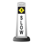 White Vertical Sign - Slow Pedestrian Message