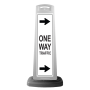 White Vertical Sign - One Way Traffic & Arrows Message