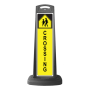 Black Vertical Sign - Yellow Pedestrian Crossing Message