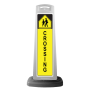 White Vertical Sign - Yellow Pedestrian Crossing Message