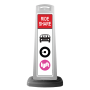 White Vertical Sign - Red Ride Share & Logos Message