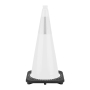 28" White Traffic Cone, 7 lbs Black Base w/6" Reflective Collar