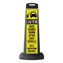 Caution Black Vertical Sign - Yellow Gate Arm Warning Message