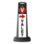 Black Vertical Sign w/Valet & Red Arrow Message