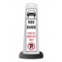 White Vertical Sign - Ride Share Pick Up Drop Off Message