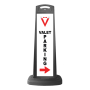 Valet Black Vertical Sign - Valet Parking & Red Arrow Message
