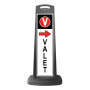 Black Vertical Sign w/Valet & Red Arrow Message