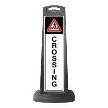 Black Vertical Sign - Pedestrian Crossing Message