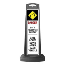 Danger Black Vertical Sign - Gate Arm Warning Message