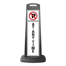 Valet Black Vertical Sign - No Parking & At Anytime Message