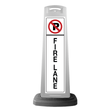 White Vertical Sign - No Parking Fire Lane Message
