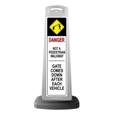 Danger White Vertical Sign - Gate Arm Warning Message