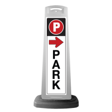 Valet White Vertical Panel w/PARK & Arrow Reflective Sign P2