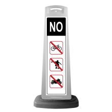 White Vertical Sign - No Bicycle, Skateboard, Motorcycle