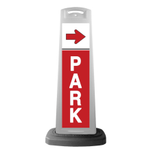 Valet White Vertical Panel w/Red PARK & Arrow Sign P5