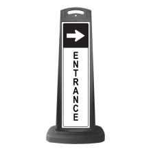Black Vertical Sign - Entrance & Arrow Message