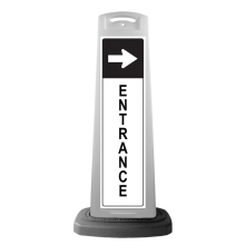 White Vertical Sign - Entrance & Arrow Message