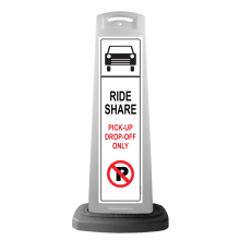White Vertical Sign - Ride Share Pick Up Drop Off Message