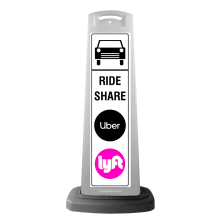 White Vertical Sign - Ride Share & Logos Message