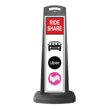 Black Vertical Sign - Red Ride Share & Logo Message