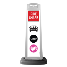 White Vertical Sign - Red Ride Share & Logos Message