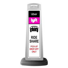 White Vertical Sign Panel w/Ride Share Message