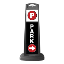 Valet Black Vertical Sign - Black Background & Park Message