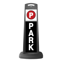 Valet Black Vertical Sign - Black Background & Park Message