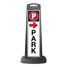 Valet Black Vertical Sign - Park & Arrow Message